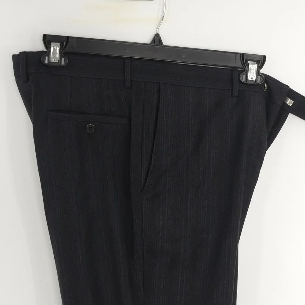 Ted Baker London 2-Piece Suit‎ Black Blue Stripe Wool Men's 42L 36x35
